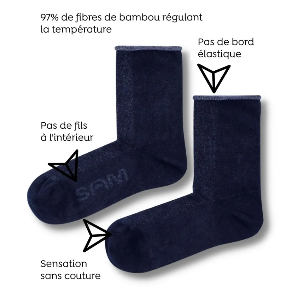 HOPTOYS Vêtements Besoins Spécifiques*Chaussettes Bamboo Bleues - Lot De 2