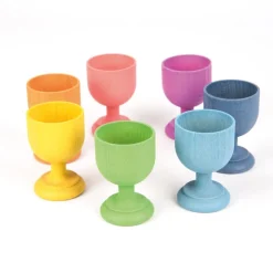 HOPTOYS Jeux Éducatifs Sensoriels*Coquetiers En Bois Arc-En-Ciel X 7