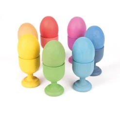HOPTOYS Jeux Éducatifs Sensoriels*Coquetiers En Bois Arc-En-Ciel X 7