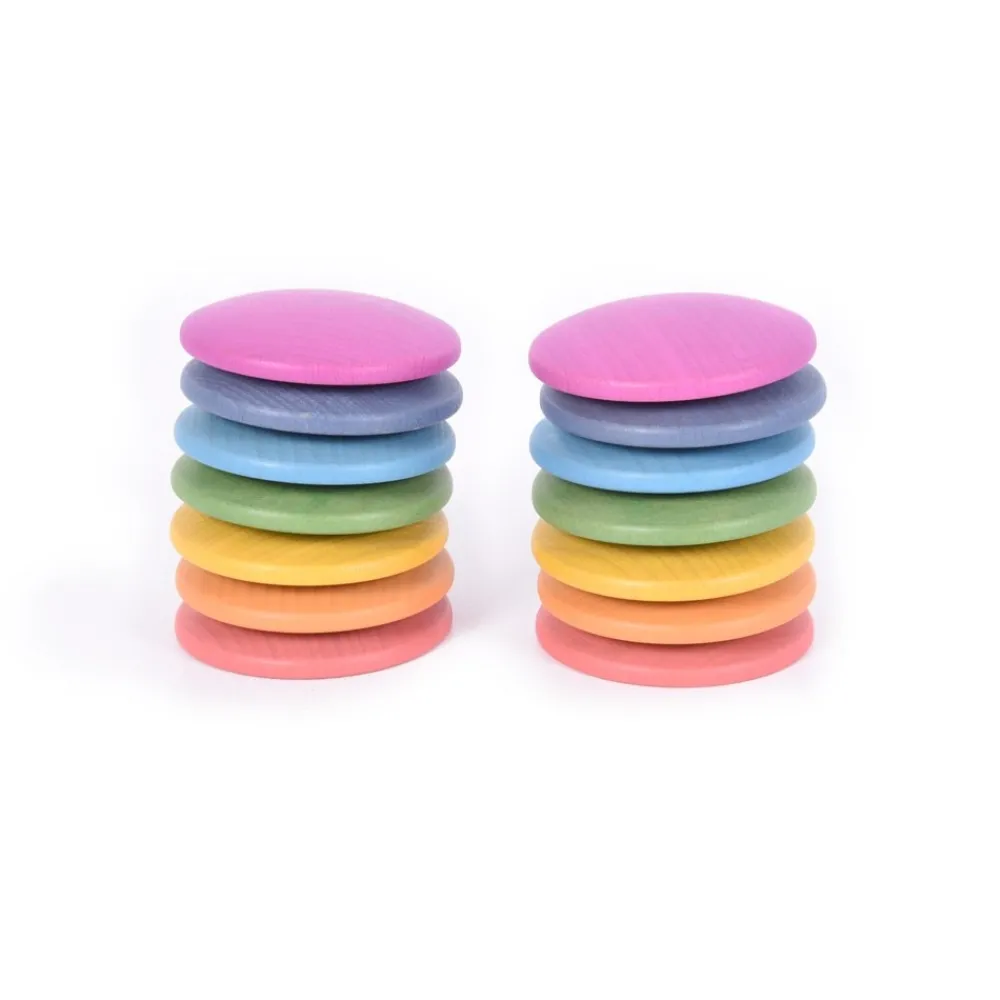 HOPTOYS Jeux Éducatifs Sensoriels*Disques En Bois Arc-En-Ciel