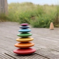 HOPTOYS Jeux Éducatifs Sensoriels*Galets En Bois Arc-En-Ciel X 7