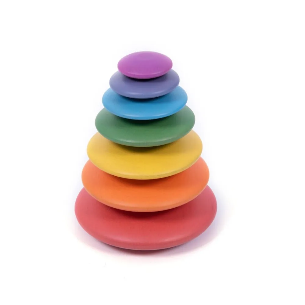 HOPTOYS Jeux Éducatifs Sensoriels*Galets En Bois Arc-En-Ciel X 7