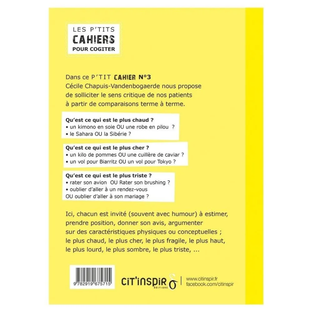 HOPTOYS Langage & Communication*Les P'Tits Cahiers Pour Cogiter – N°3 Comparons
