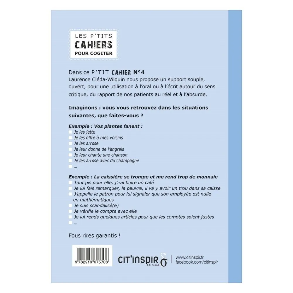 HOPTOYS ReÉducation Cognitive, Troubles Neurologiques<Les P'Tits Cahiers Pour Cogiter – N°4 Supposons Que…