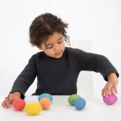 HOPTOYS Jeux Éducatifs Sensoriels*Oeufs En Bois Arc-En-Ciel X 7