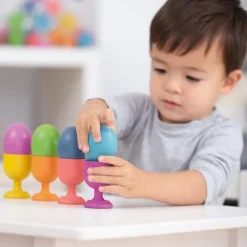 HOPTOYS Jeux Éducatifs Sensoriels*Oeufs En Bois Arc-En-Ciel X 7