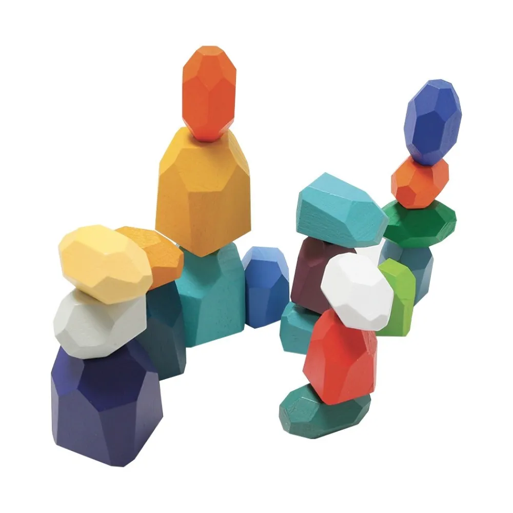 HOPTOYS Mathématiques, Formes & Couleurs*Pierres A Empiler En Bois X 21