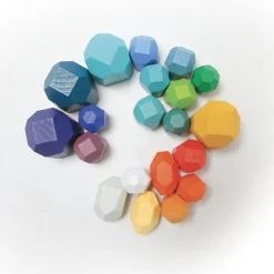 HOPTOYS Mathématiques, Formes & Couleurs*Pierres A Empiler En Bois X 21