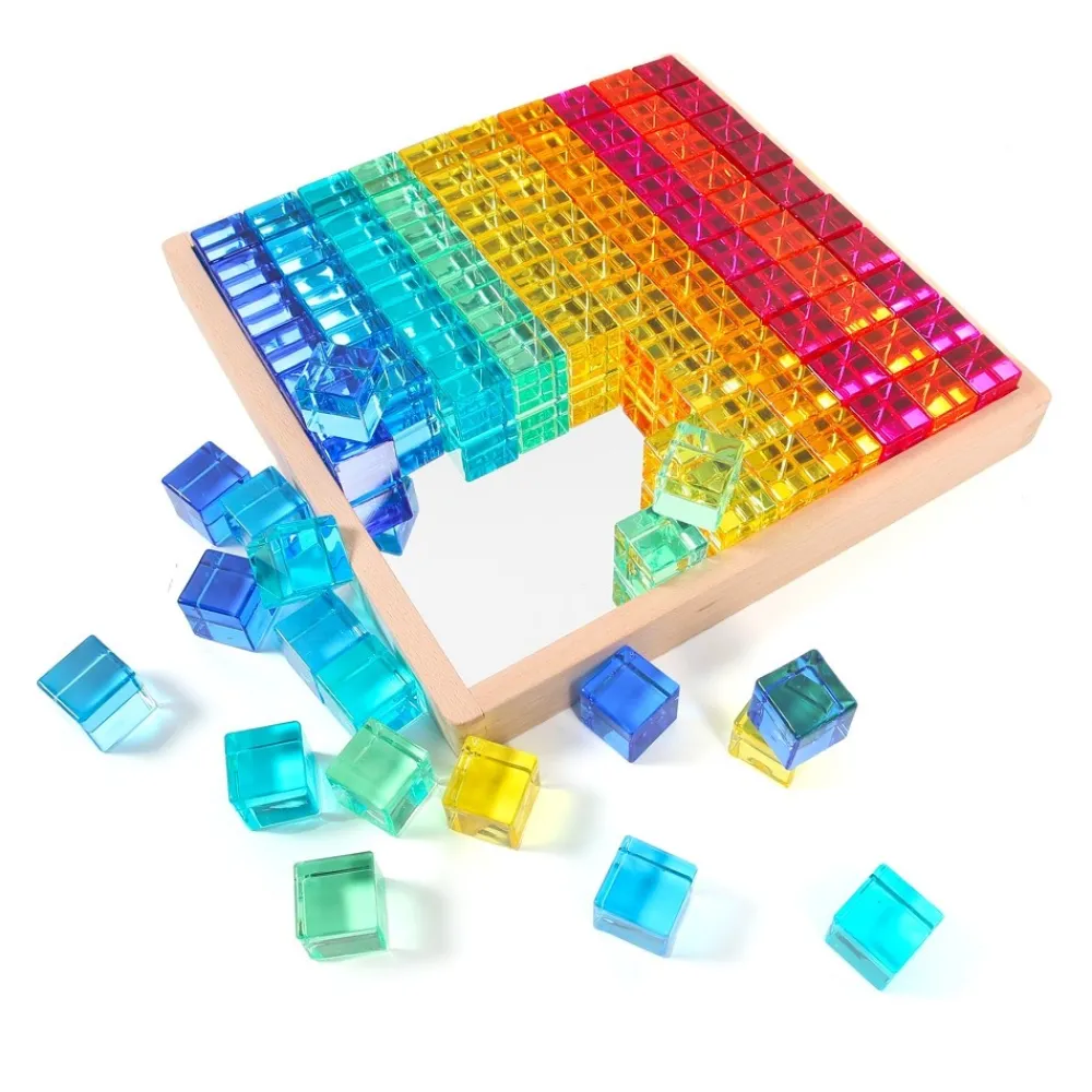 HOPTOYS Matériel Montessori & Reggio*Plateau Miroir 100 Gem Cubes