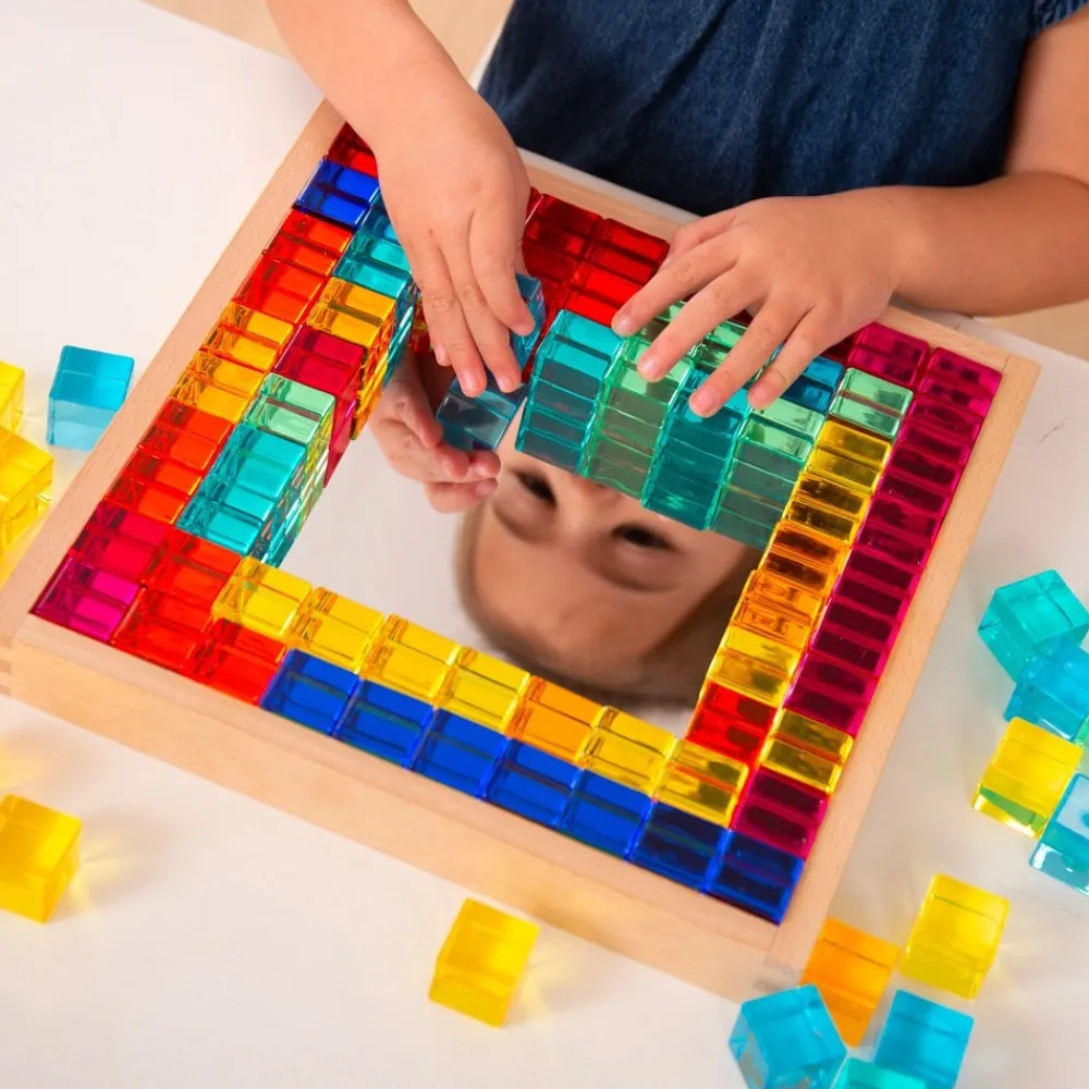 HOPTOYS Matériel Montessori & Reggio*Plateau Miroir 100 Gem Cubes