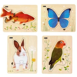 HOPTOYS Attention, Attention Divisee, Concentration<Puzzle Bois Animaux Par 4